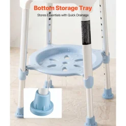 VEVOR Swivel Shower Chair 360 Degree, Height Adjustable Bath Seat for Inside Showers or Tubs, Non-Slip Rotating Bathtub Stool with Storage Tray for Elderly Disabled Injured, 350LBS Capacity