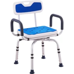 VEVOR Swivel Shower Chair 360 Degree, Adjustable Shower Seat with Armrests and Backrest for Inside Shower or Bathtub, Non-Slip Rotating Bathtub Chair Seat for Elderly Disabled Injured, 400lbs Capacity