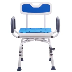 VEVOR Swivel Shower Chair 360 Degree, Adjustable Shower Seat with Pivoting Arms & Padded Bath Seat for Inside Shower or Tub, Non-Slip Rotating Bathtub Chair for Elderly Disabled, 300LBS Capacity
