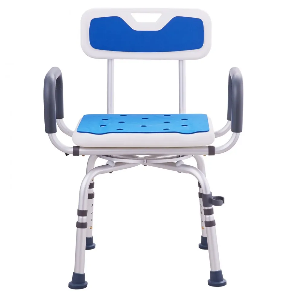 VEVOR Swivel Shower Chair 360 Degree, Adjustable Shower Seat with Pivoting Arms & Padded Bath Seat for Inside Shower or Tub, Non-Slip Rotating Bathtub Chair for Elderly Disabled, 300LBS Capacity