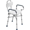 VEVOR Swivel Shower Chair with Arms and Back, 500 lbs Heavy Duty Bench Seat for Inside Shower Stall and Bathtub, Height Adjustable Bathroom Bath Tub Seat for Adults, Seniors, Elderly and Disabled