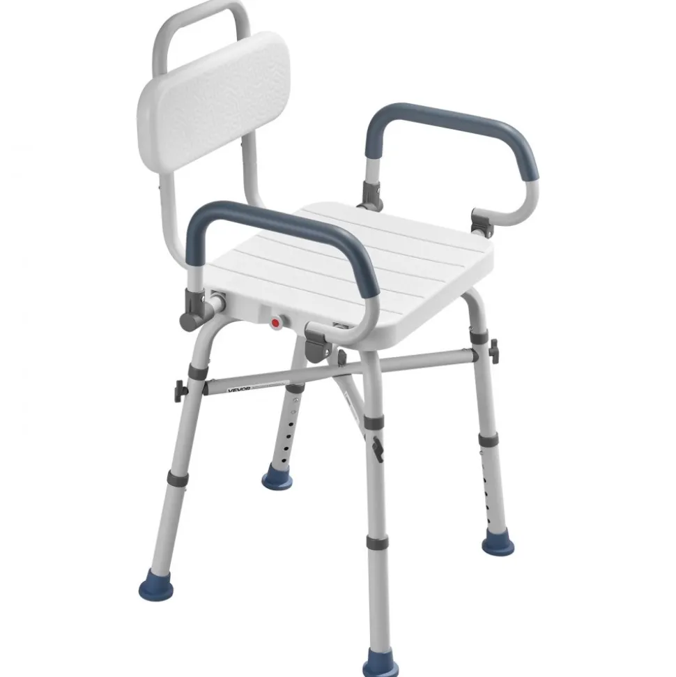 VEVOR Swivel Shower Chair with Arms and Back, 500 lbs Heavy Duty Bench Seat for Inside Shower Stall and Bathtub, Height Adjustable Bathroom Bath Tub Seat for Adults, Seniors, Elderly and Disabled
