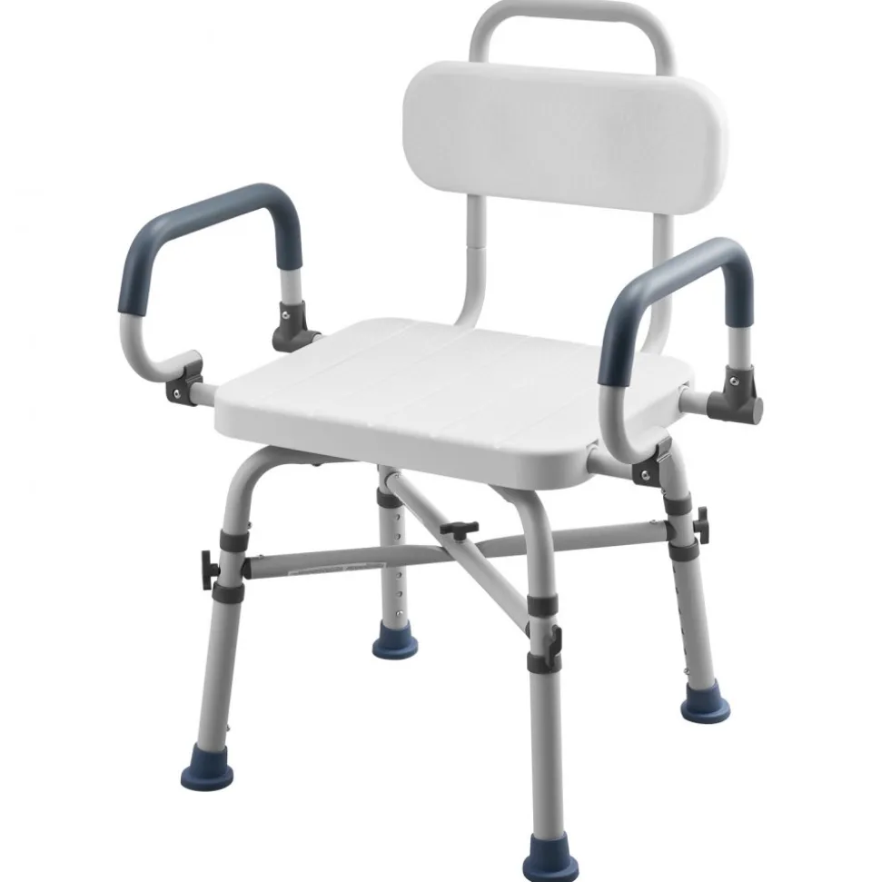 VEVOR Swivel Shower Chair with Arms and Back, 500 lbs Heavy Duty Bench Seat for Inside Shower Stall and Bathtub, Height Adjustable Bathroom Bath Tub Seat for Adults, Seniors, Elderly and Disabled