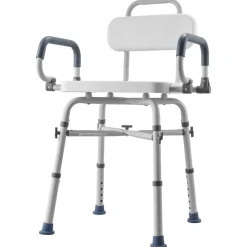 VEVOR Swivel Shower Chair with Arms and Back, 500 lbs Heavy Duty Bench Seat for Inside Shower Stall and Bathtub, Height Adjustable Bathroom Bath Tub Seat for Adults, Seniors, Elderly and Disabled