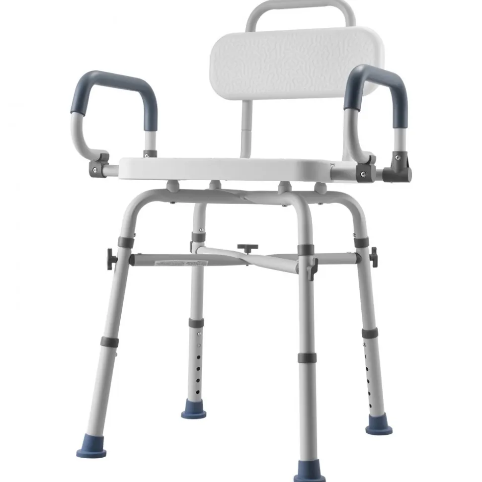 VEVOR Swivel Shower Chair with Arms and Back, 500 lbs Heavy Duty Bench Seat for Inside Shower Stall and Bathtub, Height Adjustable Bathroom Bath Tub Seat for Adults, Seniors, Elderly and Disabled