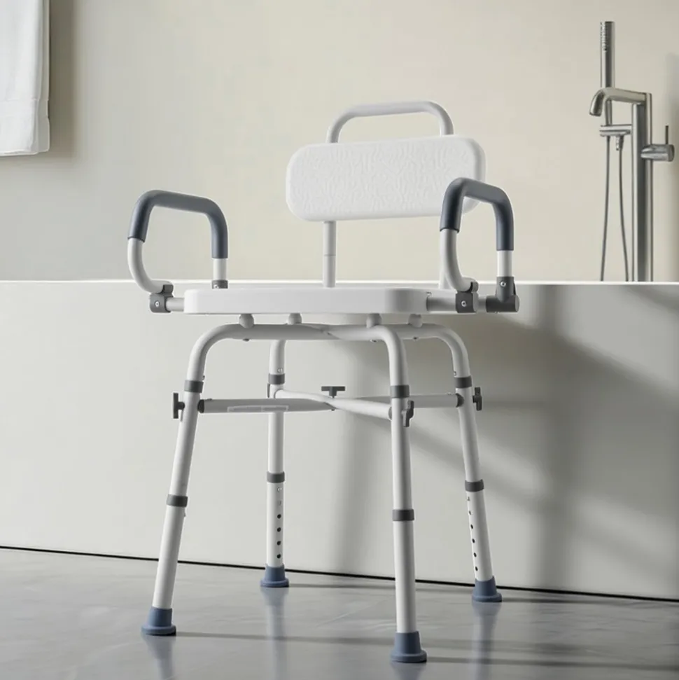 VEVOR Swivel Shower Chair with Arms and Back, 500 lbs Heavy Duty Bench Seat for Inside Shower Stall and Bathtub, Height Adjustable Bathroom Bath Tub Seat for Adults, Seniors, Elderly and Disabled