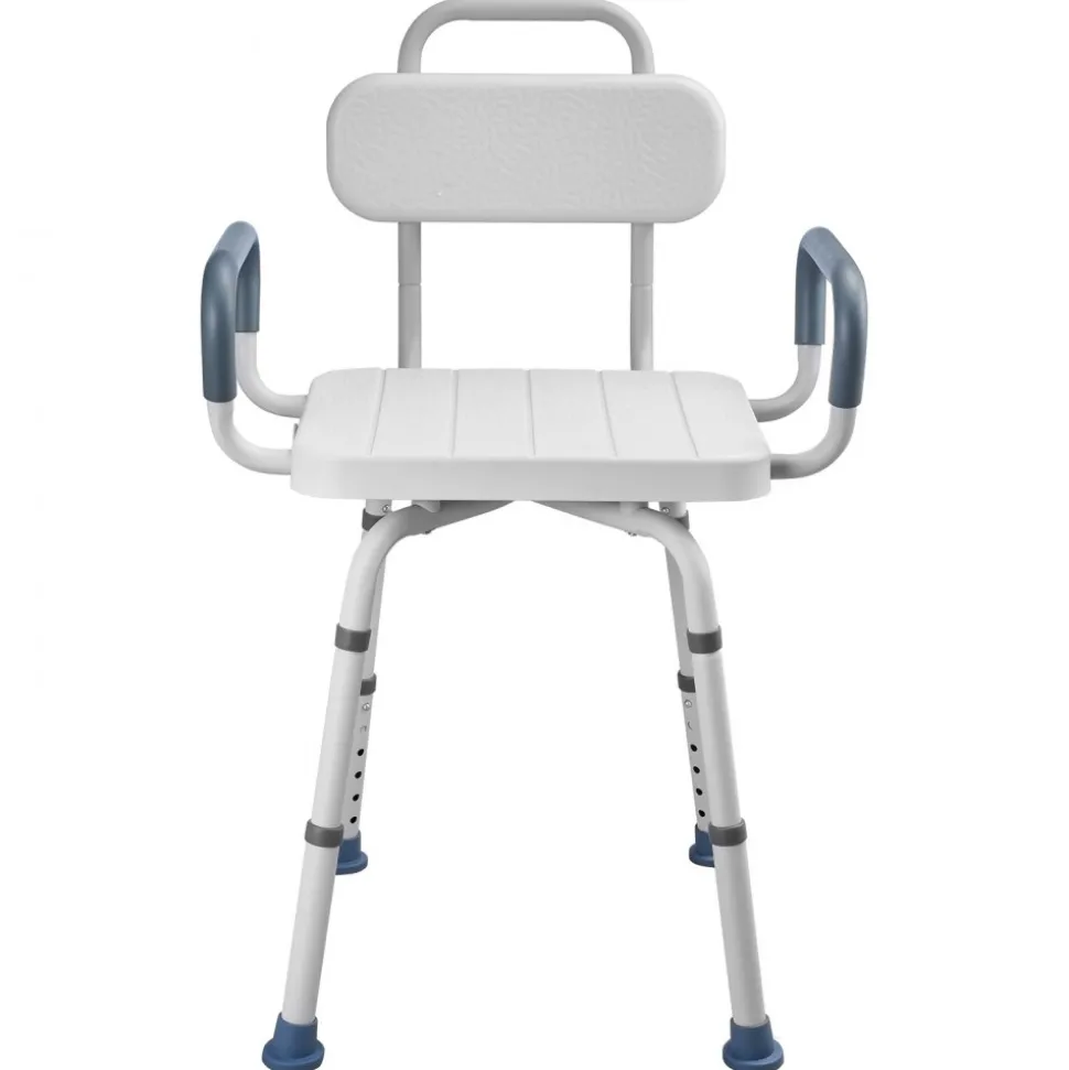 VEVOR Swivel Shower Chair with Arms and Back, 400 lbs Heavy Duty Bench Seat for Inside Shower Stall and Bathtub, Height Adjustable Bathroom Bath Tub Seat for Adults, Seniors, Elderly and Disabled