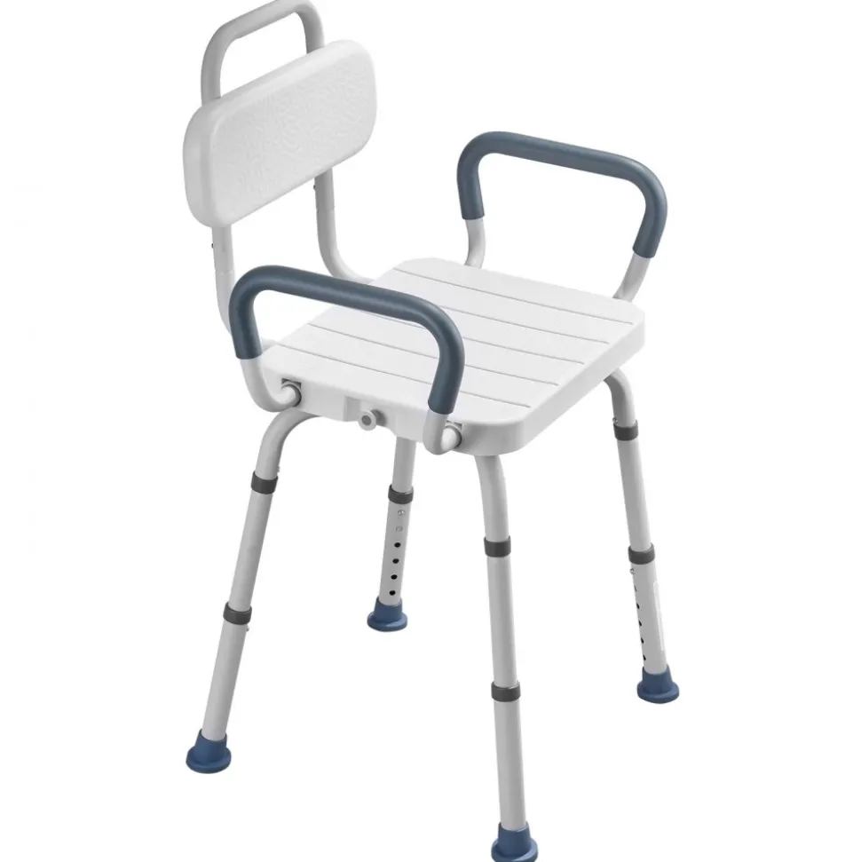 VEVOR Swivel Shower Chair with Arms and Back, 400 lbs Heavy Duty Bench Seat for Inside Shower Stall and Bathtub, Height Adjustable Bathroom Bath Tub Seat for Adults, Seniors, Elderly and Disabled