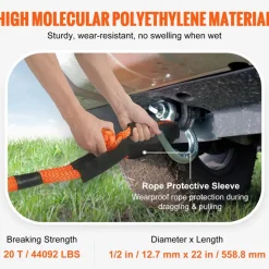 VEVOR Synthetic Soft Shackle, 1/2" x 22" (2 Pack) 44092 lbs (20 Ton) Breaking Strength Recovery Tow Shackles with Extra 2 Sleeves & Storage Bag for UTV, ATV, Trucks, Jeep, Off-Road Vehicles, Orange