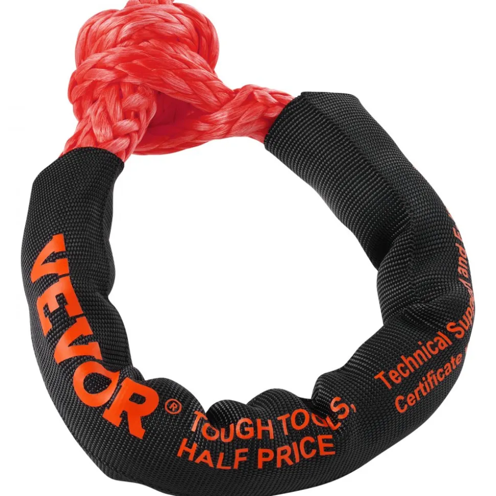 VEVOR Synthetic Soft Shackle, 1/2" x 22" (2 Pack) 44092 lbs (20 Ton) Breaking Strength Recovery Tow Shackles with Extra 2 Sleeves & Storage Bag for UTV, ATV, Trucks, Jeep, Off-Road Vehicles, Red