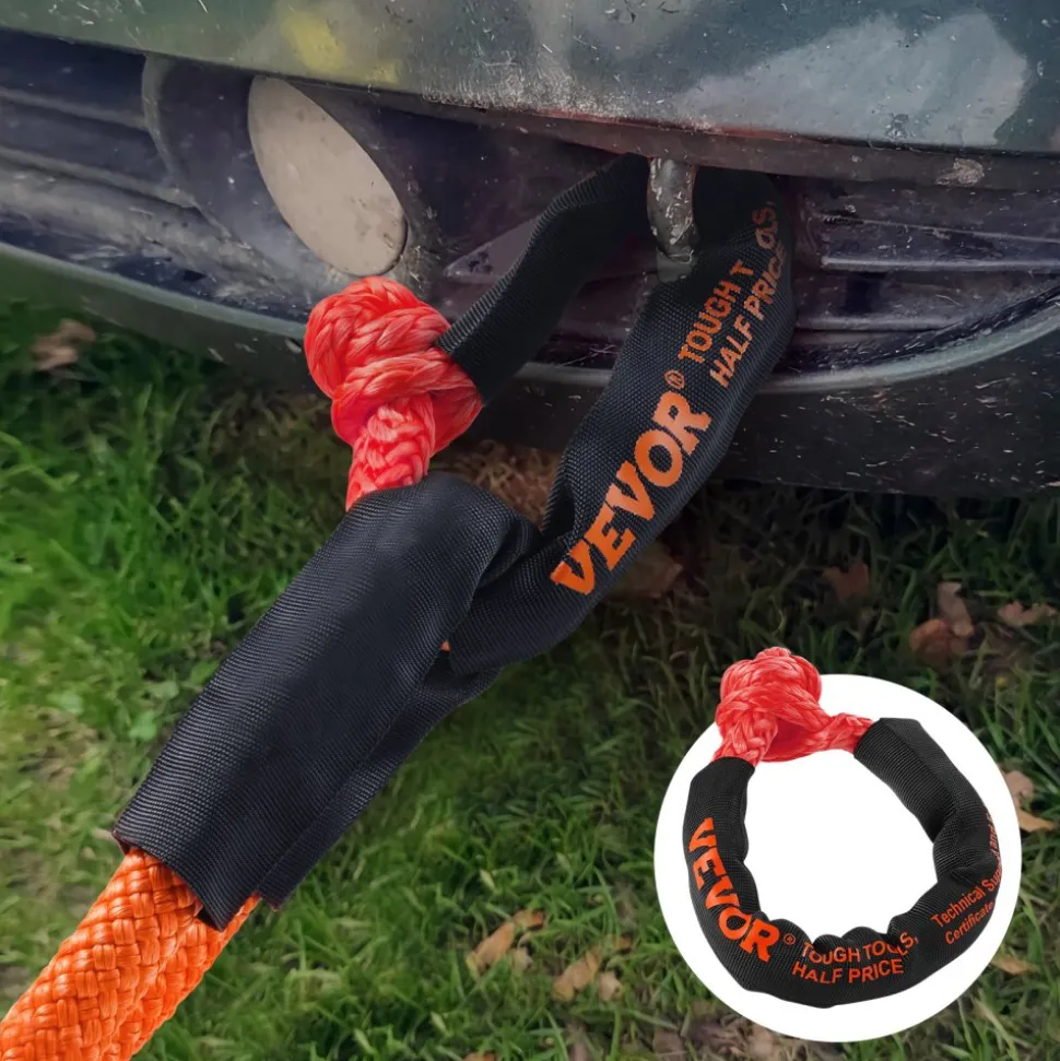 VEVOR Synthetic Soft Shackle, 1/2" x 22" (2 Pack) 44092 lbs (20 Ton) Breaking Strength Recovery Tow Shackles with Extra 2 Sleeves & Storage Bag for UTV, ATV, Trucks, Jeep, Off-Road Vehicles, Red