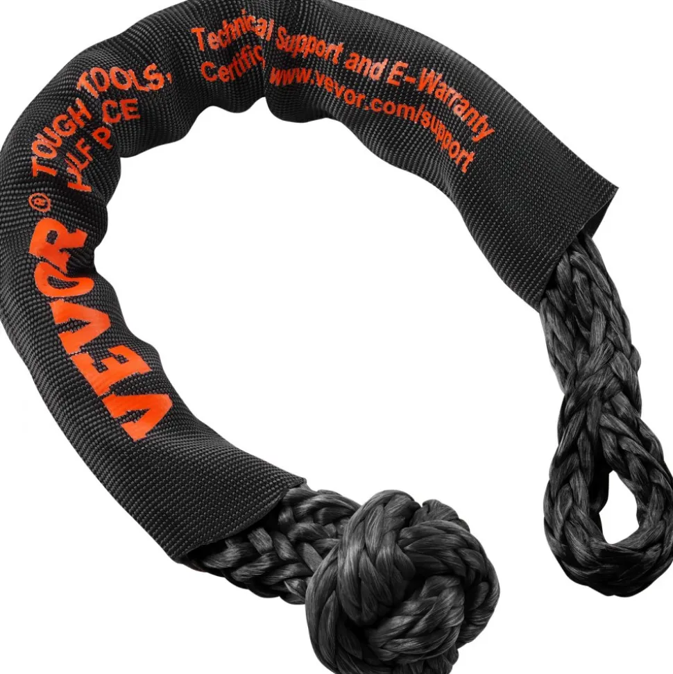 VEVOR Synthetic Soft Shackle, 1/2" x 22" (2 Pack) 44092 lbs (20 Ton) Breaking Strength Recovery Tow Shackles with Extra 2 Sleeves & Storage Bag for UTV, ATV, Trucks, Jeep, Off-Road Vehicles, Black
