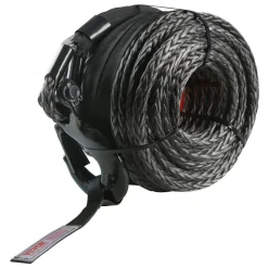 VEVOR Synthetic Winch Rope, 3/8 Inch x 100 Feet 26,500 lbs Synthetic Winch Line Cable Rope with Protective Sleeve + Forged Winch Hook + Pull Strap, Universal Fit for SUV, Large Off-Road Vehicle, Truck