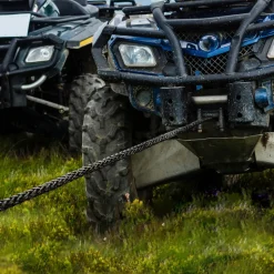 VEVOR Synthetic Winch Rope, 3/8 Inch x 100 Feet 26,500 lbs Synthetic Winch Line Cable Rope with Protective Sleeve + Forged Winch Hook + Pull Strap, Universal Fit for SUV, Large Off-Road Vehicle, Truck