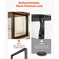 VEVOR Table Legs, 29.1" H x 17.7" W Square Steel Furniture Legs, Modular Design, Easy Assembly, 2204 lbs Max Load Heavy Duty, for Home Office Desk, Workbenches, Dinner Bar Tables, Set of 2, Black