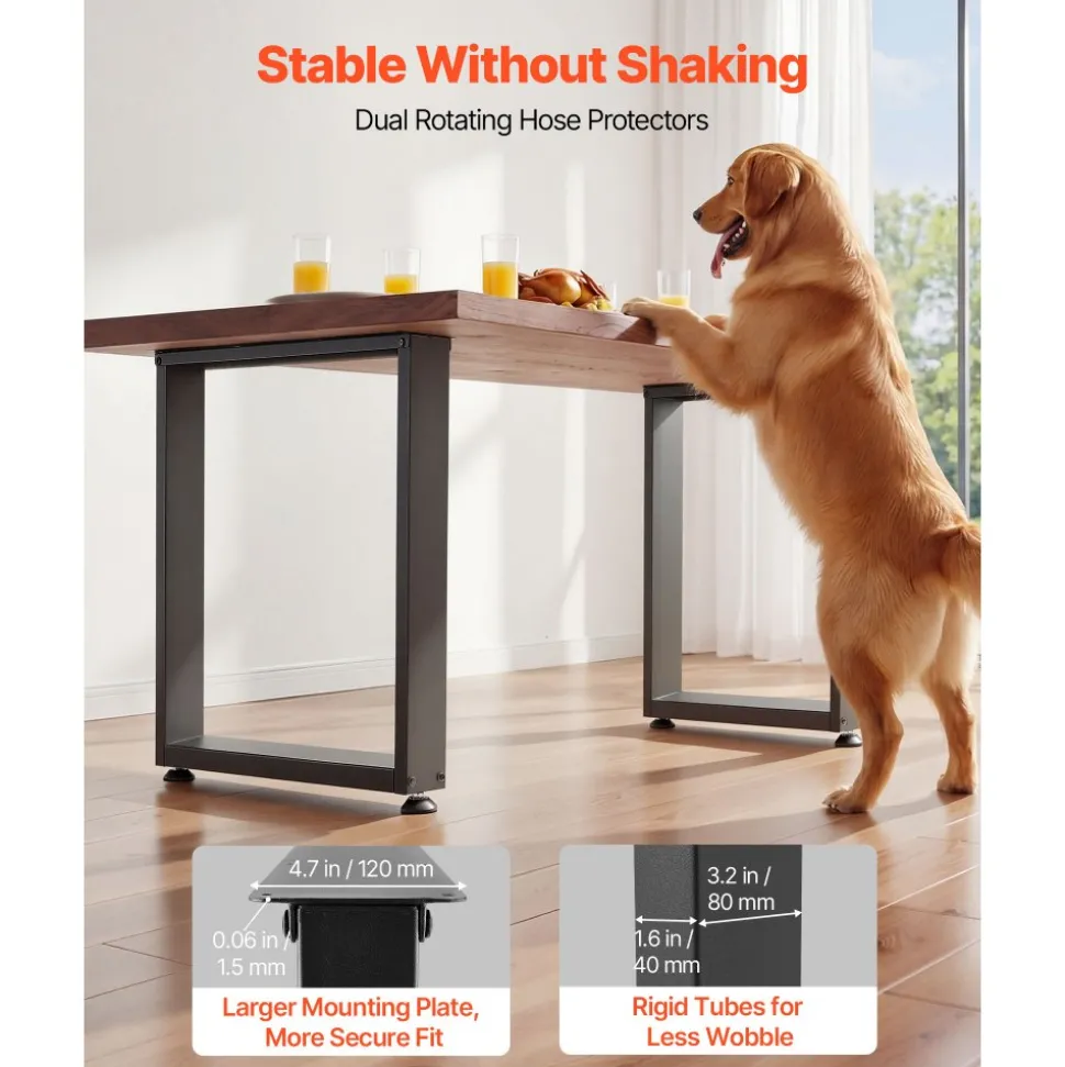 VEVOR Table Legs, 29.1" H x 17.7" W Square Steel Furniture Legs, Modular Design, Easy Assembly, 2204 lbs Max Load Heavy Duty, for Home Office Desk, Workbenches, Dinner Bar Tables, Set of 2, Black