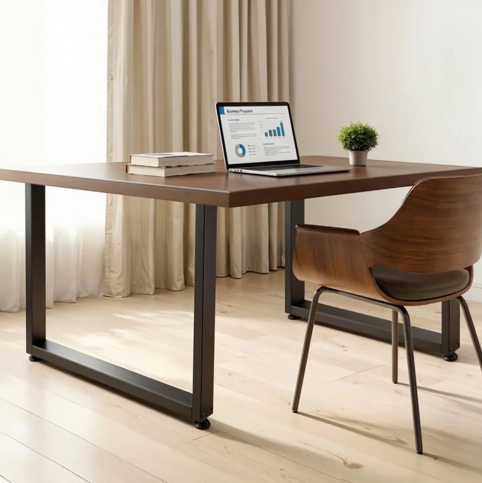 VEVOR Table Legs, 29.1" H x 17.7" W Square Steel Furniture Legs, Modular Design, Easy Assembly, 2204 lbs Max Load Heavy Duty, for Home Office Desk, Workbenches, Dinner Bar Tables, Set of 2, Black
