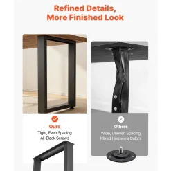 VEVOR Table Legs, 29.5" H x 23.6" W Square Steel Furniture Legs, Modular Design, Easy Assembly, 2204 lbs Max Load Heavy Duty, for Home Office Desk, Workbenches, Dinner Bar Tables, Set of 2, Black