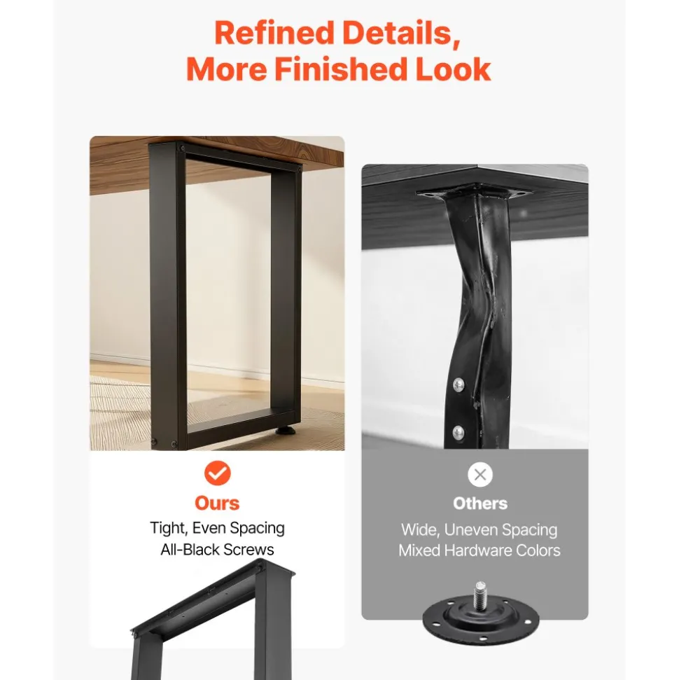 VEVOR Table Legs, 29.5" H x 23.6" W Square Steel Furniture Legs, Modular Design, Easy Assembly, 2204 lbs Max Load Heavy Duty, for Home Office Desk, Workbenches, Dinner Bar Tables, Set of 2, Black