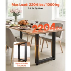VEVOR Table Legs, 29.5" H x 23.6" W Square Steel Furniture Legs, Modular Design, Easy Assembly, 2204 lbs Max Load Heavy Duty, for Home Office Desk, Workbenches, Dinner Bar Tables, Set of 2, Black