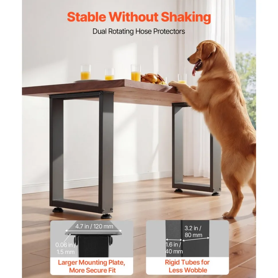 VEVOR Table Legs, 29.5" H x 23.6" W Square Steel Furniture Legs, Modular Design, Easy Assembly, 2204 lbs Max Load Heavy Duty, for Home Office Desk, Workbenches, Dinner Bar Tables, Set of 2, Black