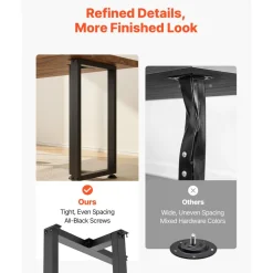 VEVOR Table Legs, 29.1" H x 17.7" W Square T Shape Steel Furniture Legs, Modular Design, Easy Assembly, 2204 lbs Max Load Heavy Duty, for Home Office Desk, Dinner Table, Workbenches, Set of 2, Black
