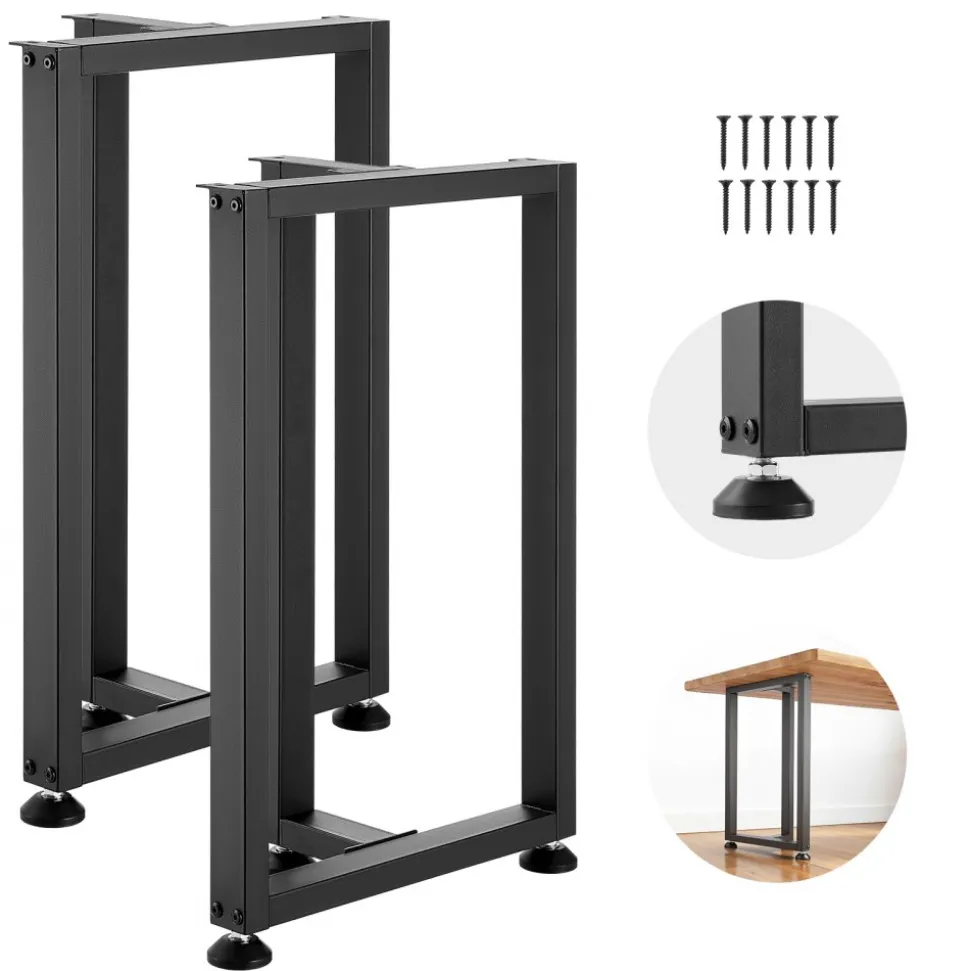 VEVOR Table Legs, 29.1" H x 17.7" W Square T Shape Steel Furniture Legs, Modular Design, Easy Assembly, 2204 lbs Max Load Heavy Duty, for Home Office Desk, Dinner Table, Workbenches, Set of 2, Black