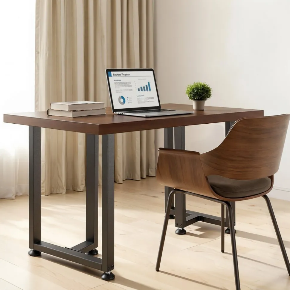 VEVOR Table Legs, 29.1" H x 17.7" W Square T Shape Steel Furniture Legs, Modular Design, Easy Assembly, 2204 lbs Max Load Heavy Duty, for Home Office Desk, Dinner Table, Workbenches, Set of 2, Black