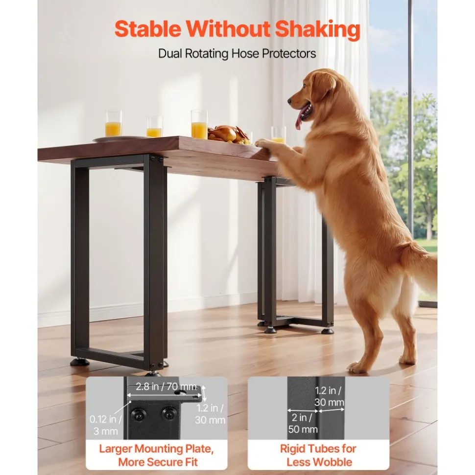 VEVOR Table Legs, 29.1" H x 17.7" W Square T Shape Steel Furniture Legs, Modular Design, Easy Assembly, 2204 lbs Max Load Heavy Duty, for Home Office Desk, Dinner Table, Workbenches, Set of 2, Black