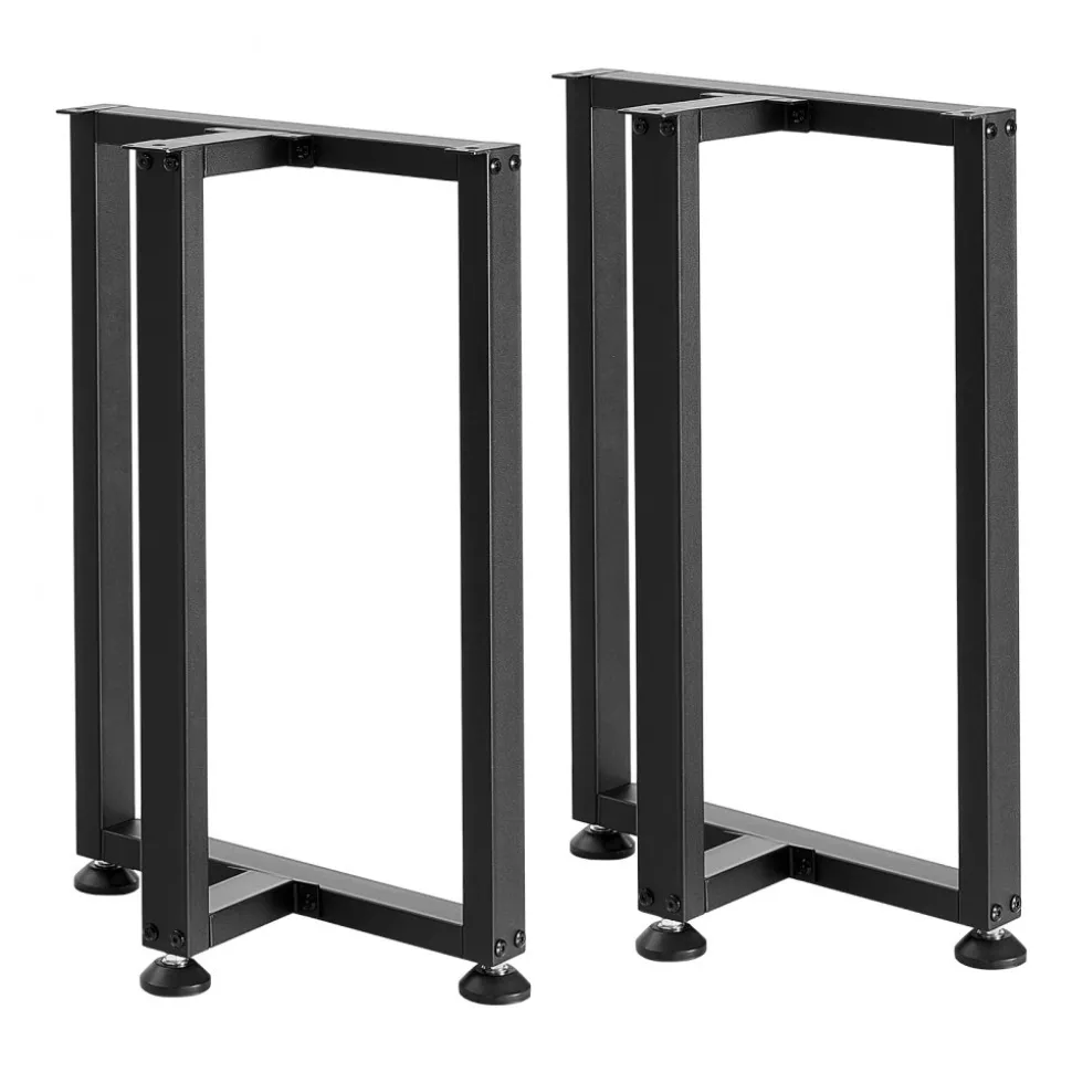 VEVOR Table Legs, 29.1" H x 17.7" W Square T Shape Steel Furniture Legs, Modular Design, Easy Assembly, 2204 lbs Max Load Heavy Duty, for Home Office Desk, Dinner Table, Workbenches, Set of 2, Black
