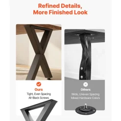VEVOR Table Legs, 29.5" H x 29.9" W Steel Furniture Legs, Modular Design, Easy Assembly, 2204 lbs Max Load Heavy Duty, for Home Office Desk, Coffee Dinner Bar Tables, Workbench,2 PCS, X Frame, Black