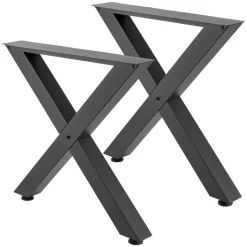 VEVOR Table Legs, 29.5" H x 31.1" W Steel Furniture Legs, Modular Design, Easy Assembly, 2204 lbs Max Load Heavy Duty, for Home Office Desk, Coffee Dinner Bar Tables, Workbench,2 PCS, X Frame, Black