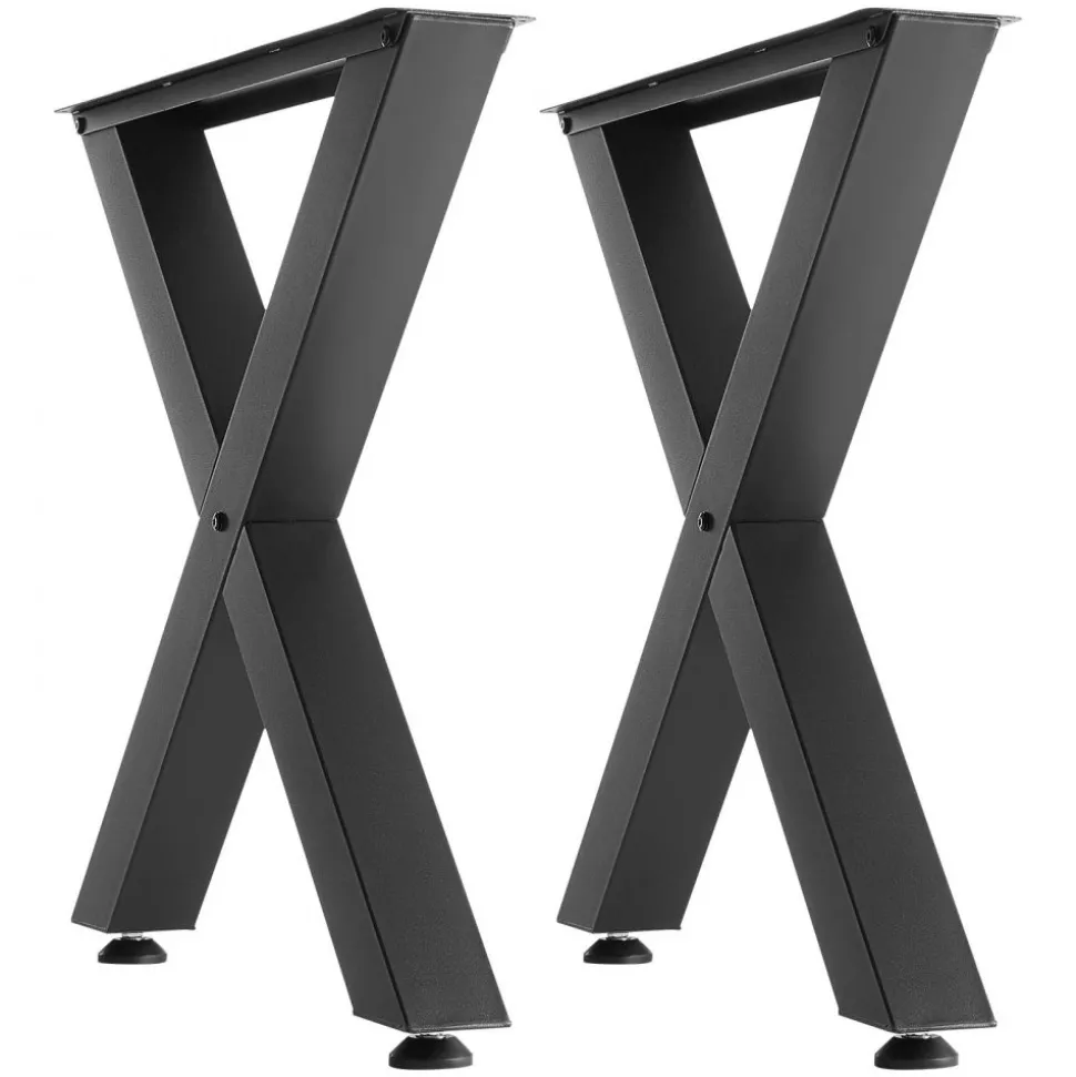 VEVOR Table Legs, 29.5" H x 31.1" W Steel Furniture Legs, Modular Design, Easy Assembly, 2204 lbs Max Load Heavy Duty, for Home Office Desk, Coffee Dinner Bar Tables, Workbench,2 PCS, X Frame, Black