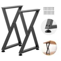 VEVOR Table Legs, 29.1" H x 18.6" W Steel Furniture Legs, Modular Design, Easy Assembly, 2204 lbs Max Load Heavy Duty, Z Shape for Home Office Desk DIY, Coffee Dinner Tables, Workbench,2 PCS, Black