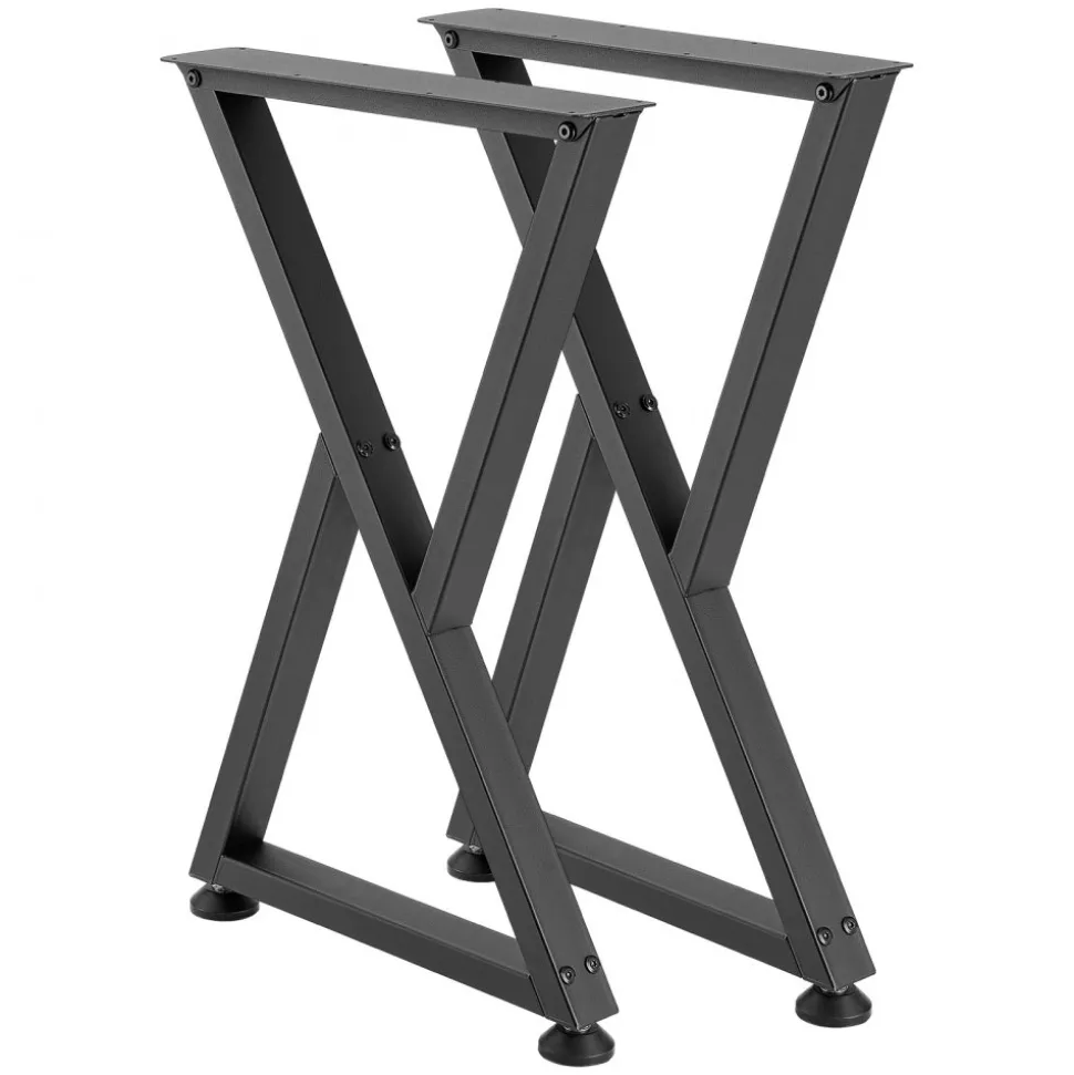 VEVOR Table Legs, 29.1" H x 24" W Steel Furniture Legs, 2204 lbs Max Load Heavy Duty, Easy Installation, Sturdy & Stable for Home Office Desk DIY, Coffee Dinner Bar Tables, Workbench,Set of 2, Black