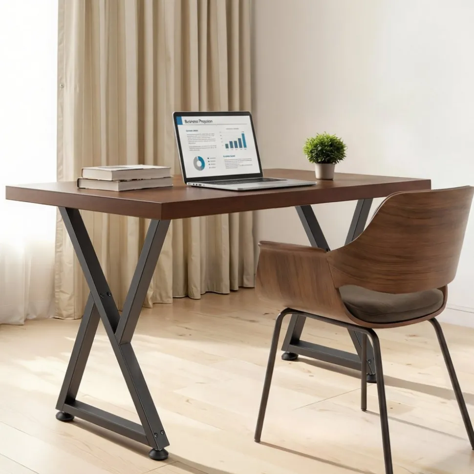 VEVOR Table Legs, 29.1" H x 24" W Steel Furniture Legs, 2204 lbs Max Load Heavy Duty, Easy Installation, Sturdy & Stable for Home Office Desk DIY, Coffee Dinner Bar Tables, Workbench,Set of 2, Black