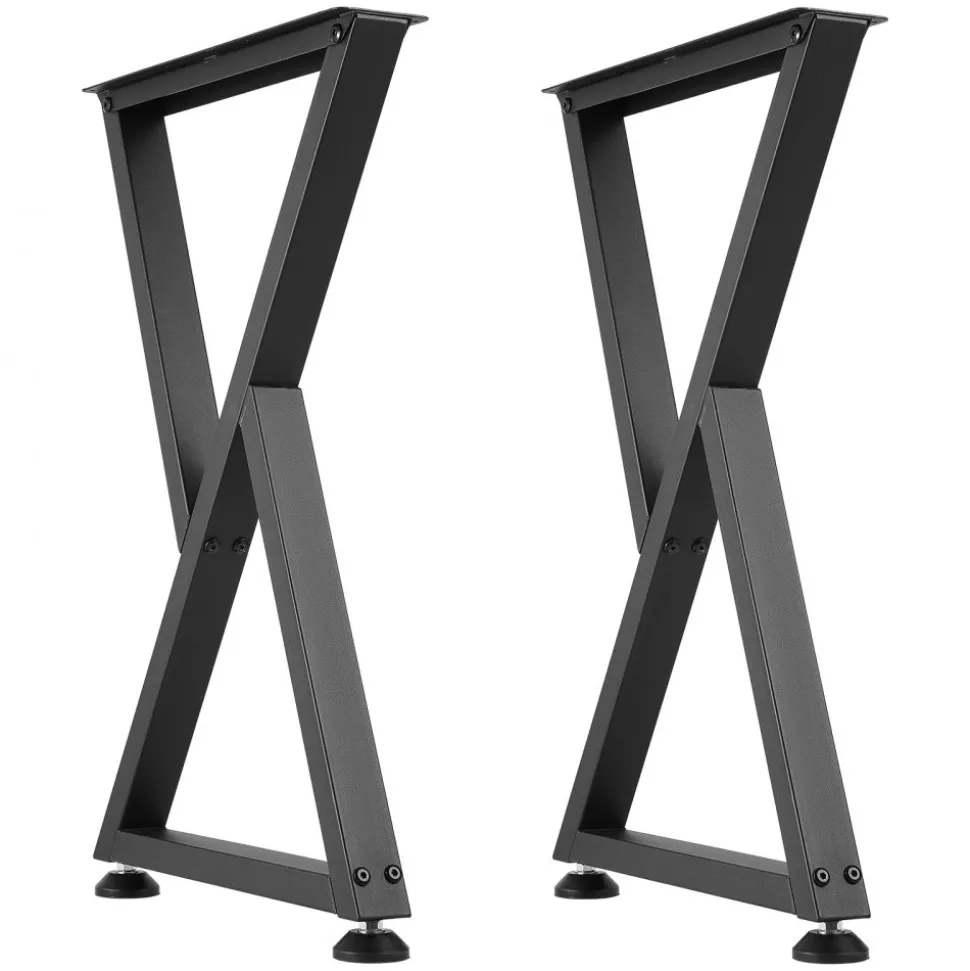 VEVOR Table Legs, 29.1" H x 24" W Steel Furniture Legs, 2204 lbs Max Load Heavy Duty, Easy Installation, Sturdy & Stable for Home Office Desk DIY, Coffee Dinner Bar Tables, Workbench,Set of 2, Black