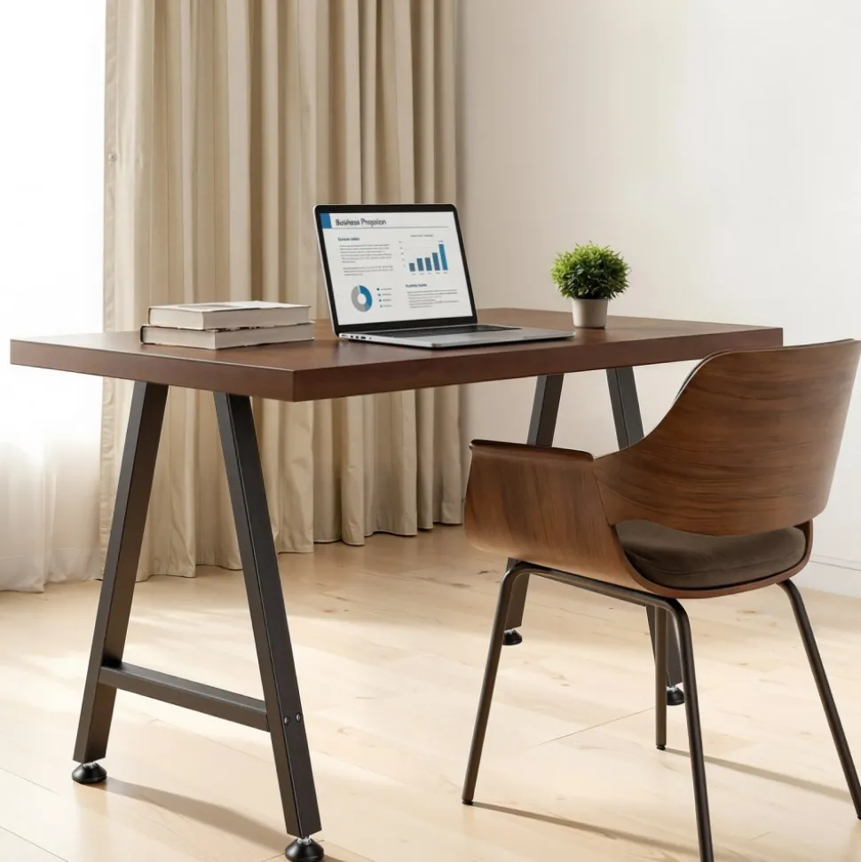 VEVOR Table Legs, 29.1" H x 21.7" W Trapezoid Steel Furniture Legs, Modular Design, Easy Assembly, 2204 lbs Max Load Heavy Duty, Ideal for Home Office Desk, Coffee Dinner Bar Tables,Set of 2, Black