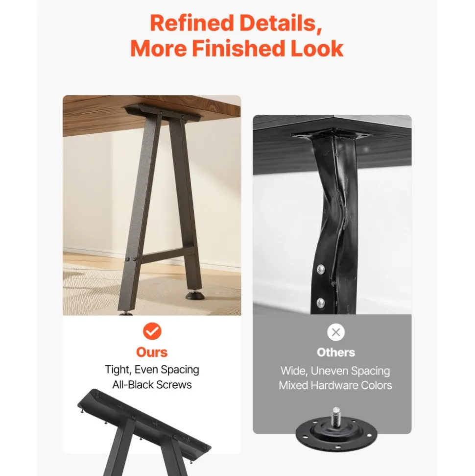 VEVOR Table Legs, 29.1" H x 21.7" W Trapezoid Steel Furniture Legs, Modular Design, Easy Assembly, 2204 lbs Max Load Heavy Duty, Ideal for Home Office Desk, Coffee Dinner Bar Tables,Set of 2, Black