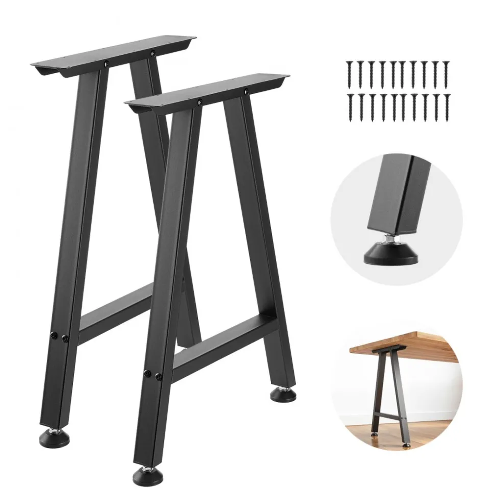 VEVOR Table Legs, 29.1" H x 21.7" W Trapezoid Steel Furniture Legs, Modular Design, Easy Assembly, 2204 lbs Max Load Heavy Duty, Ideal for Home Office Desk, Coffee Dinner Bar Tables,Set of 2, Black