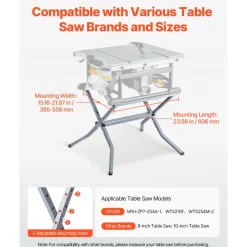 VEVOR Table Saw Folding Stand, 350 lbs / 158.76 kg Load Capacity, Portable Compact Table Saw Stand, Heavy Duty Construction, Easy Storage, Foldable Design, Universal for Most Brands of Table Saws