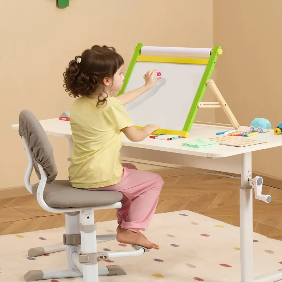 VEVOR Tabletop Art Easel for Kids, 3-in-1 Wooden Double-Sided Kid's Art Easel with Magnetic Whiteboard, Chalkboard, Paper Roll, Foldable Portable Drawing Board with Painting Accessories for Boys Girls