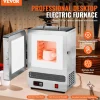VEVOR Tabletop Kiln Melter, 1500W Electric Kiln, 2192℉ Max Temperature, Stainless Steel, Programmable Gold Melting Furnace for Wax Casting, Clay DIY, Metal Tempering, Glazing on Pottery, Silver