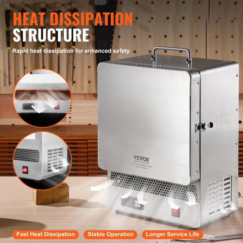 VEVOR Tabletop Kiln Melter, 1500W Electric Kiln, 2192℉ Max Temperature, Stainless Steel, Programmable Gold Melting Furnace for Wax Casting, Clay DIY, Metal Tempering, Glazing on Pottery, Silver