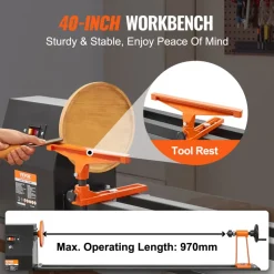 VEVOR Tabletop Wood Lathe, Dimensions 14x40 inches, Motor Power 0.5 HP 370W, Features Variable Speeds 885/1245/1715/2425 RPM, Includes Chisels, Faceplate, Plastic Handle, Hex Wrench, Ideal for Craf
