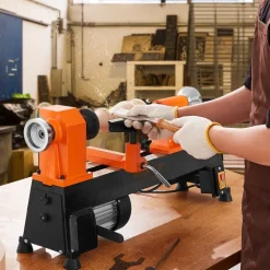 VEVOR Tabletop Wood Lathe, Dimensions 10x18 inches, Motor Strength 0.5 HP 370W, Offers Wood Crafting with 5 Adjustable Speeds ranging from 780 to 3840 RPM, Includes Rod Injection, Wrenches, Facepla