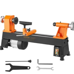 VEVOR Tabletop Wood Lathe, Dimensions 10x18 inches, Motor Strength 0.5 HP 370W, Offers Wood Crafting with 5 Adjustable Speeds ranging from 780 to 3840 RPM, Includes Rod Injection, Wrenches, Facepla