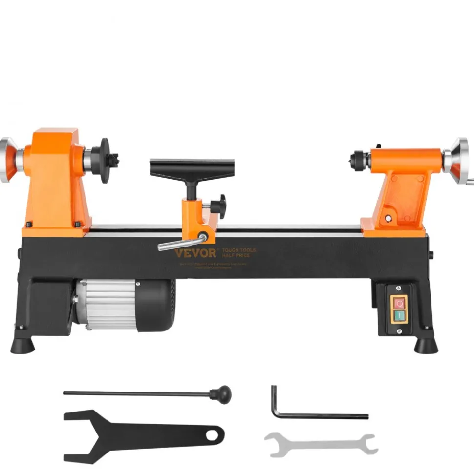 VEVOR Tabletop Wood Lathe, Dimensions 10x18 inches, Motor Strength 0.5 HP 370W, Offers Wood Crafting with 5 Adjustable Speeds ranging from 780 to 3840 RPM, Includes Rod Injection, Wrenches, Facepla