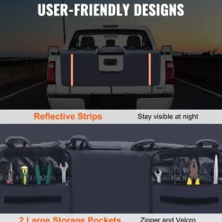VEVOR Tailgate Bike Pad, 62" Truck Tailgate Pad Carry 6 Mountain Bikes, Tailgate Protection Pad with Reflective Strips and Tool Pockets, Tailgate Pad with Rear Camera Opening for Pickup Trucks