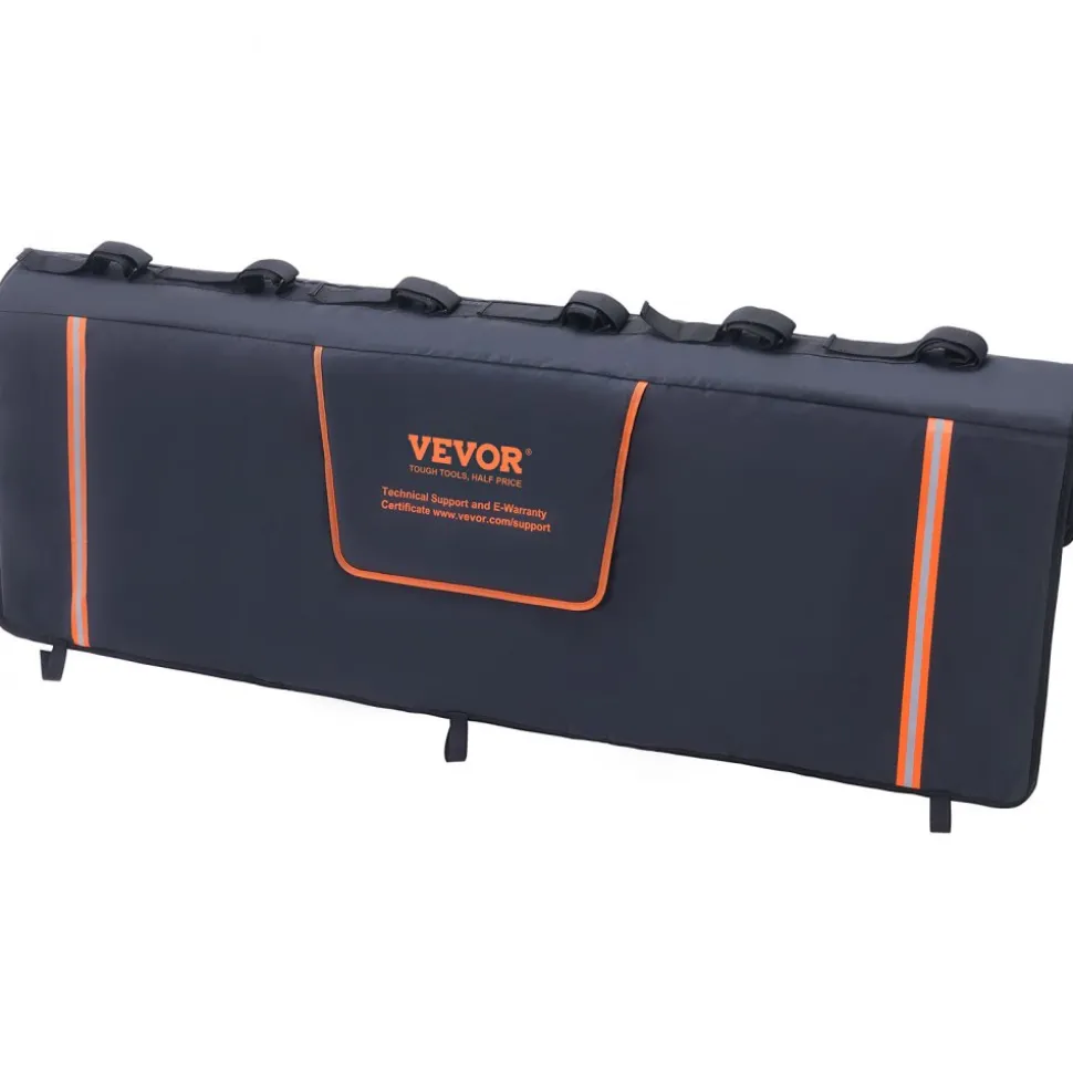 VEVOR Tailgate Bike Pad, 62" Truck Tailgate Pad Carry 6 Mountain Bikes, Tailgate Protection Pad with Reflective Strips and Tool Pockets, Tailgate Pad with Rear Camera Opening for Pickup Trucks